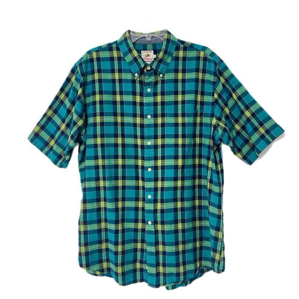 Pendleton Surf Shirt Mens XL Green Plaid Short Sleeve Button Down Casual Summer
